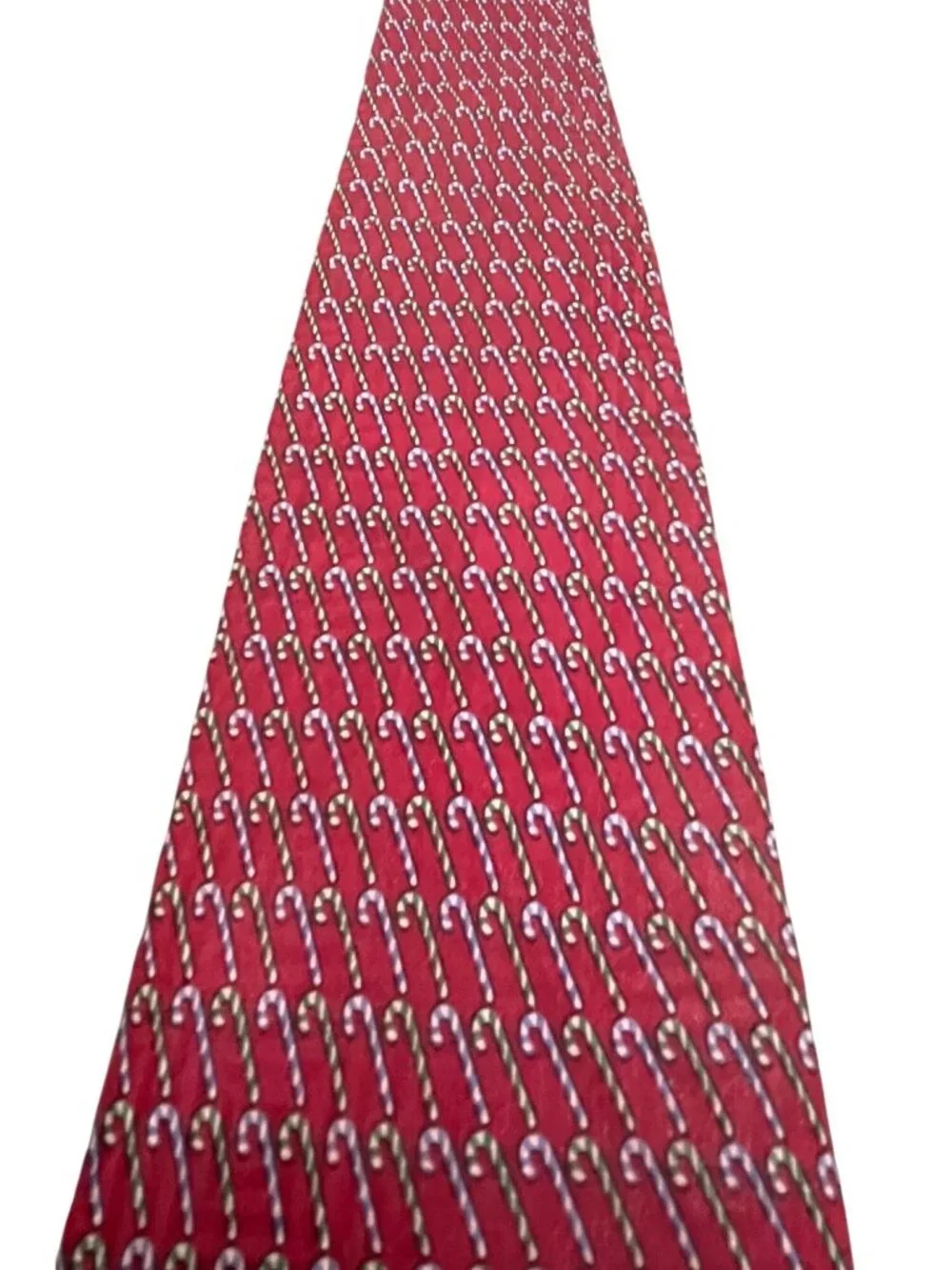 Claybrooke Christmas Red Silk Tie With Candy Cane Pattern